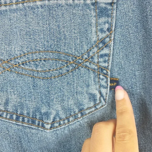 Y2K Vintage Abercrombie & Fitch Womens Cut Off Raw Waist Crop Button Fly Jeans 4 - Picture 12 of 13